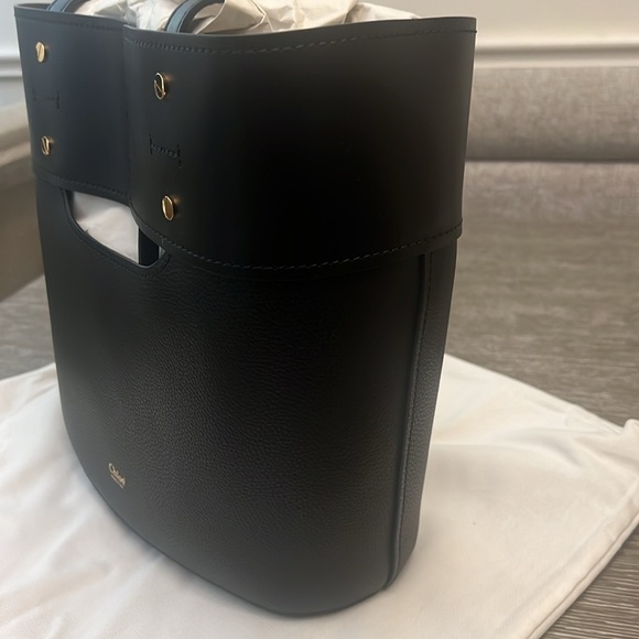 CHLOE Smooth Grained Calfskin Medium Aby Tote Black - Picture 7 of 12